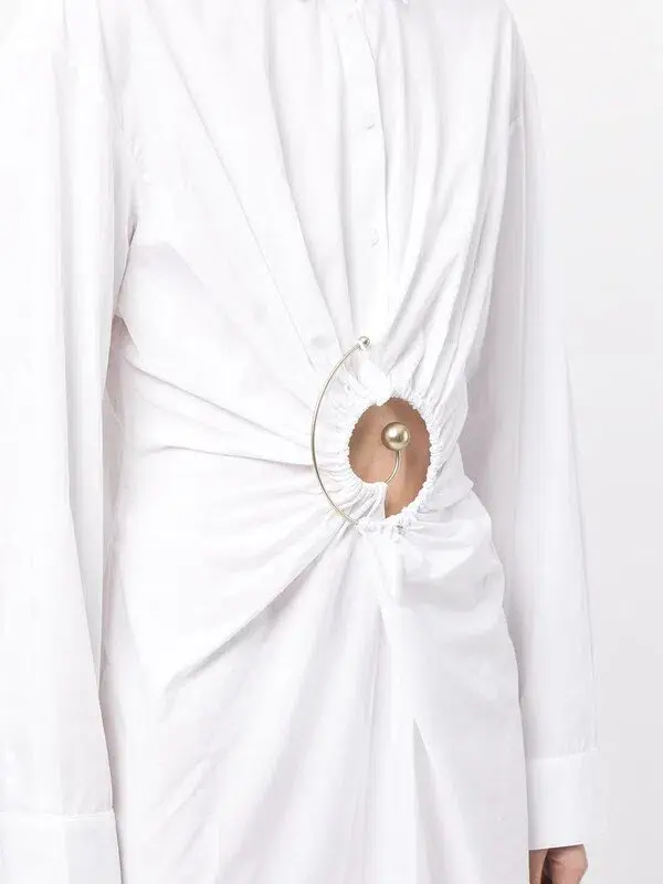 Christopher Esber Spiral Ruched Shirt Dress White  Size 4 AU - Image 3