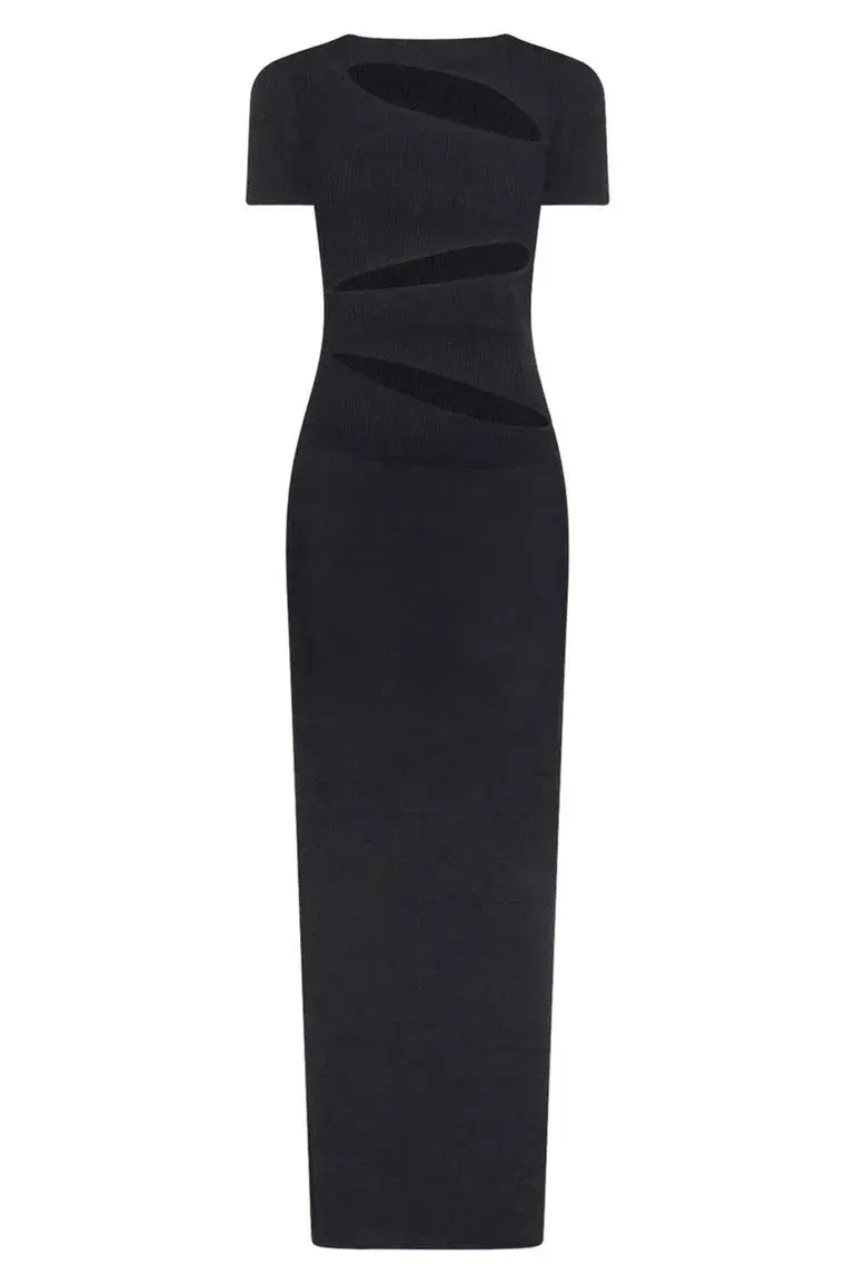 Christopher Esber Slashed Tie Tee Dress  Black Size L/Au 12 for rent on The Volte - main image