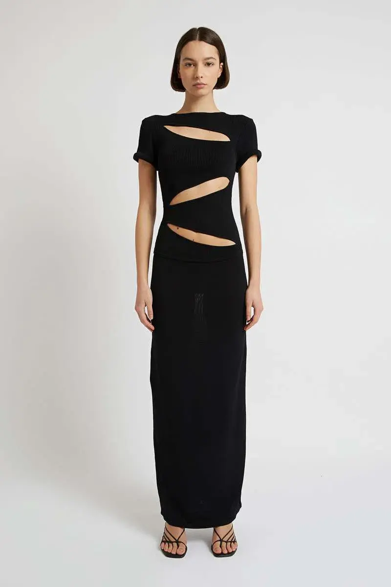 Christopher Esber Slashed Tie Tee Dress  Black Size L/Au 12 - Image 1