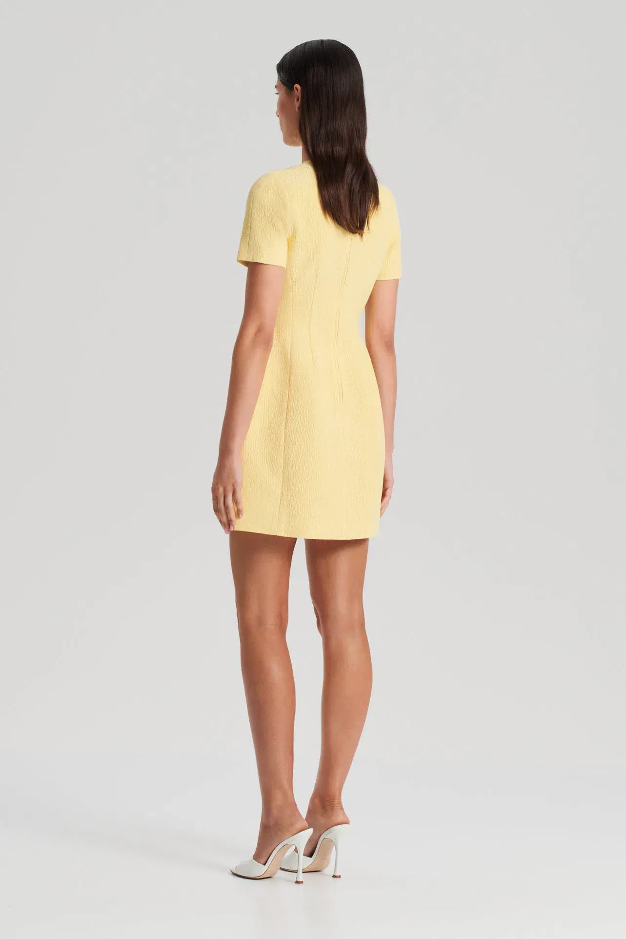 Scanlan Theodore Stretch Reptile Mini Dress Yellow Size 8 - Image 2