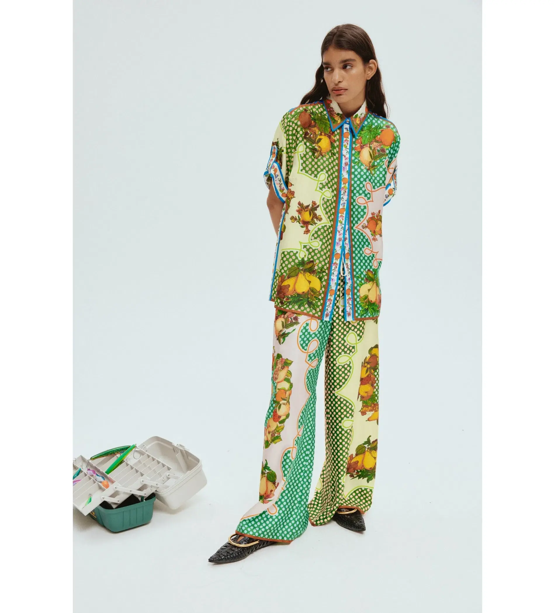 Alemais  Lemonis Silk Shirt and Pants Set Multi Size 12  - Image 1