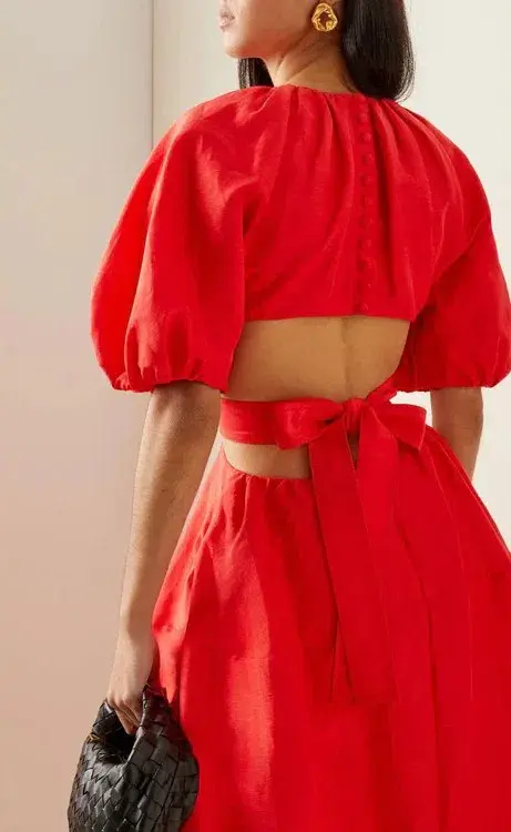 Aje Mimosa Cut-out Midi Dress Scarlet Red Size 6 - Image 3