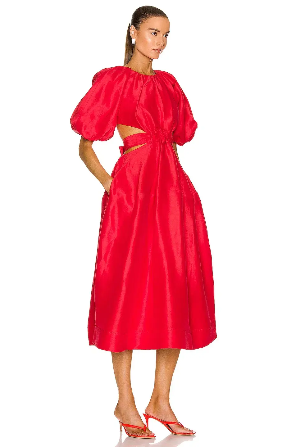 Aje Mimosa Cut-out Midi Dress Scarlet Red Size 6 - Image 5