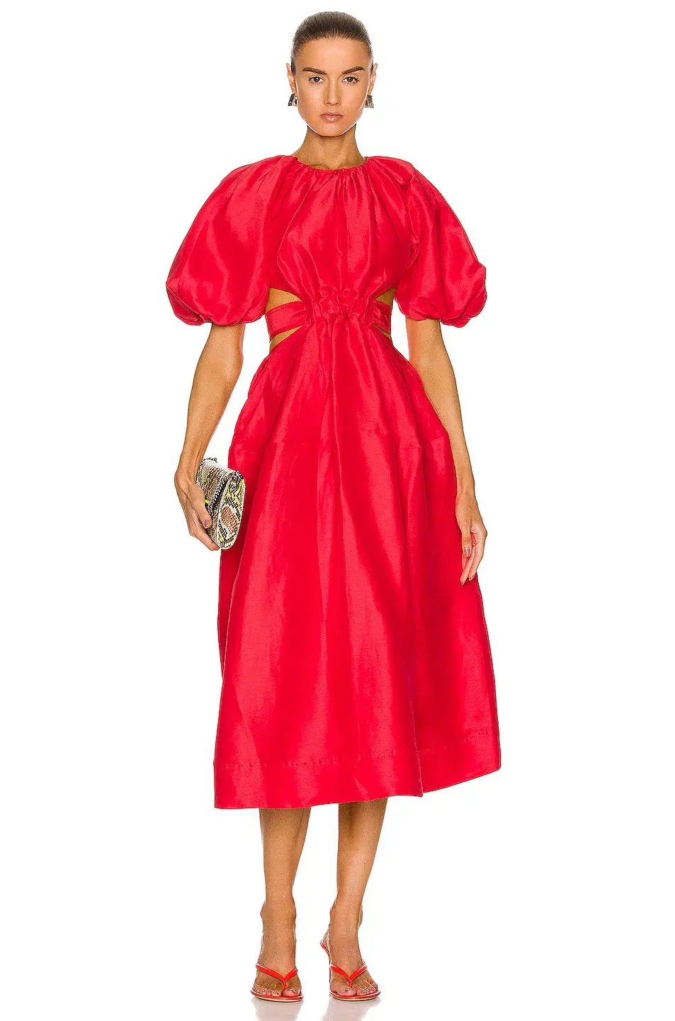 Aje Mimosa Cut-out Midi Dress Scarlet Red Size 6 - Image 4