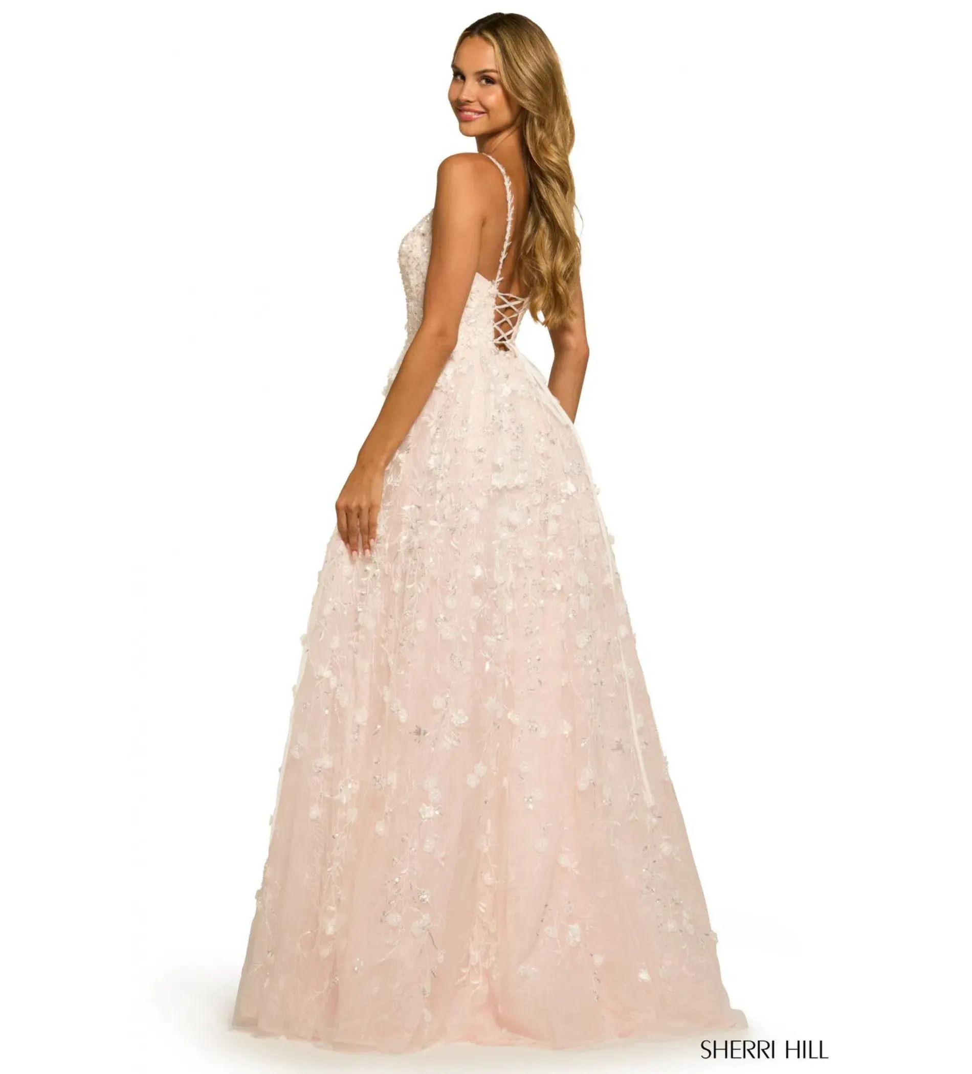 Sherri Hill 55529 Gown Ivory/Blush Size 6 - Image 2