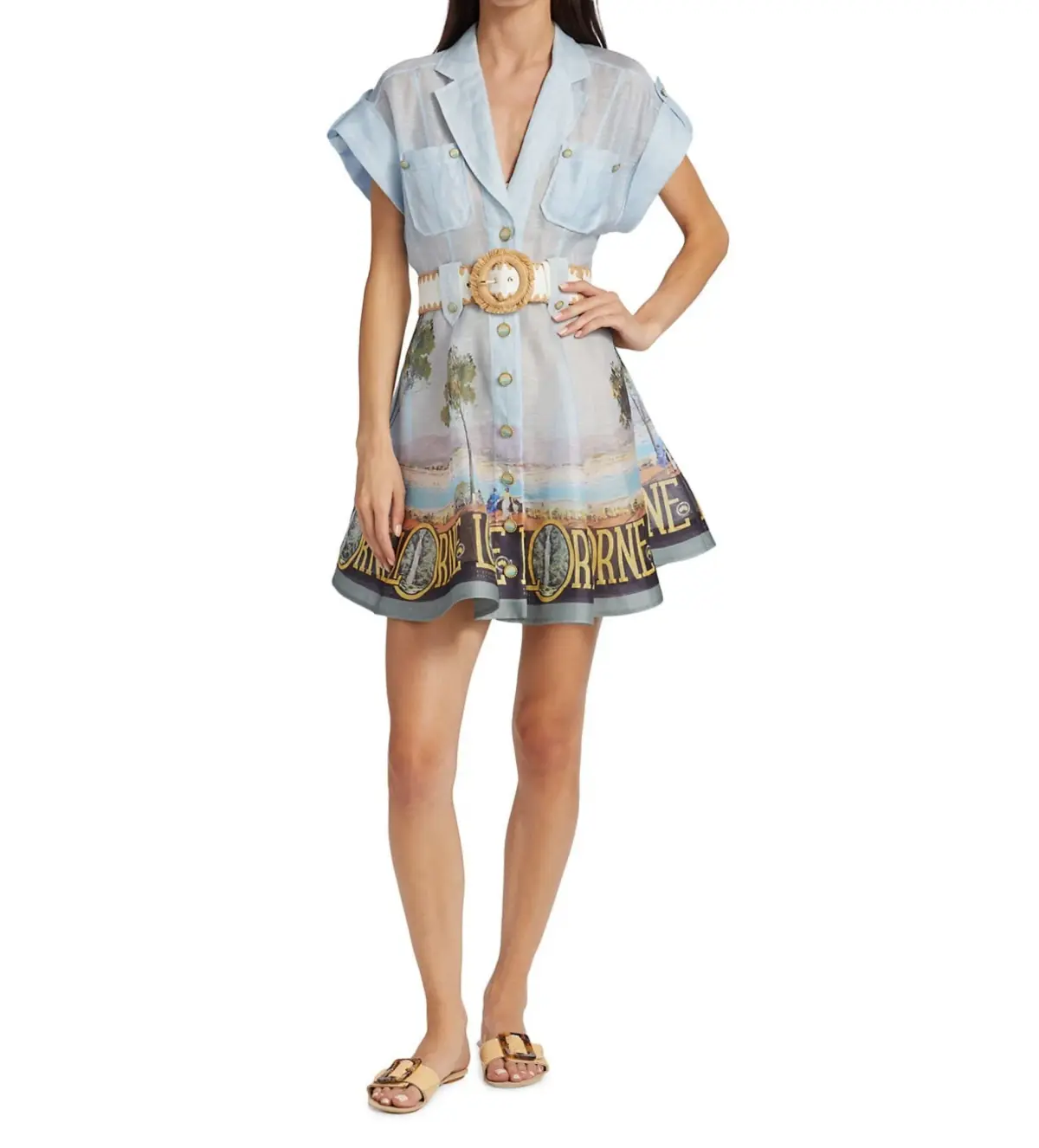 Zimmermann Postcard Shirt Mini Dress Lorne Print Size 1 / AU 10 - Image 1