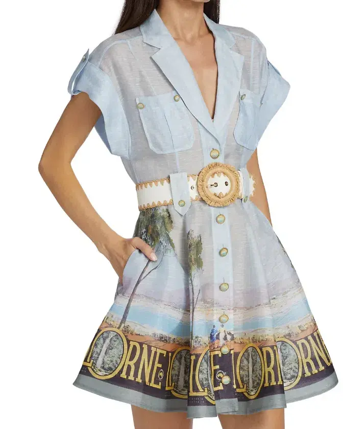 Zimmermann Postcard Shirt Mini Dress Lorne Print Size 1 / AU 10 - Image 2