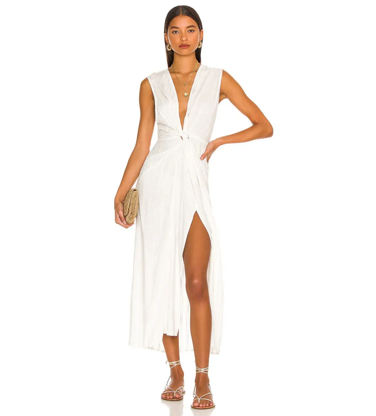 L SPACE Down The Line Cover Up Cream Size 8  - Image 1