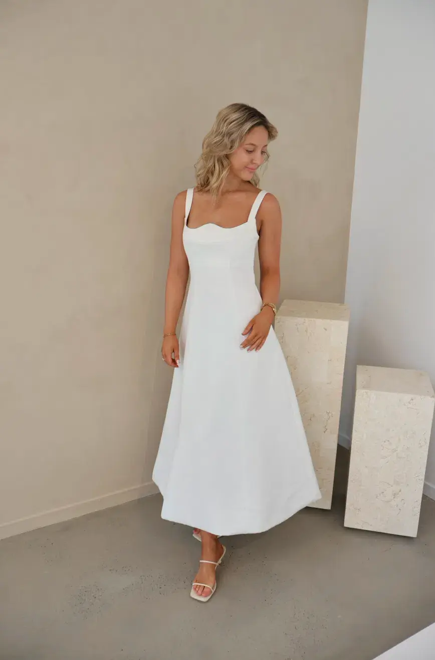 Leo Lin Odette Midi Dress Snow Size 8 - Image 1