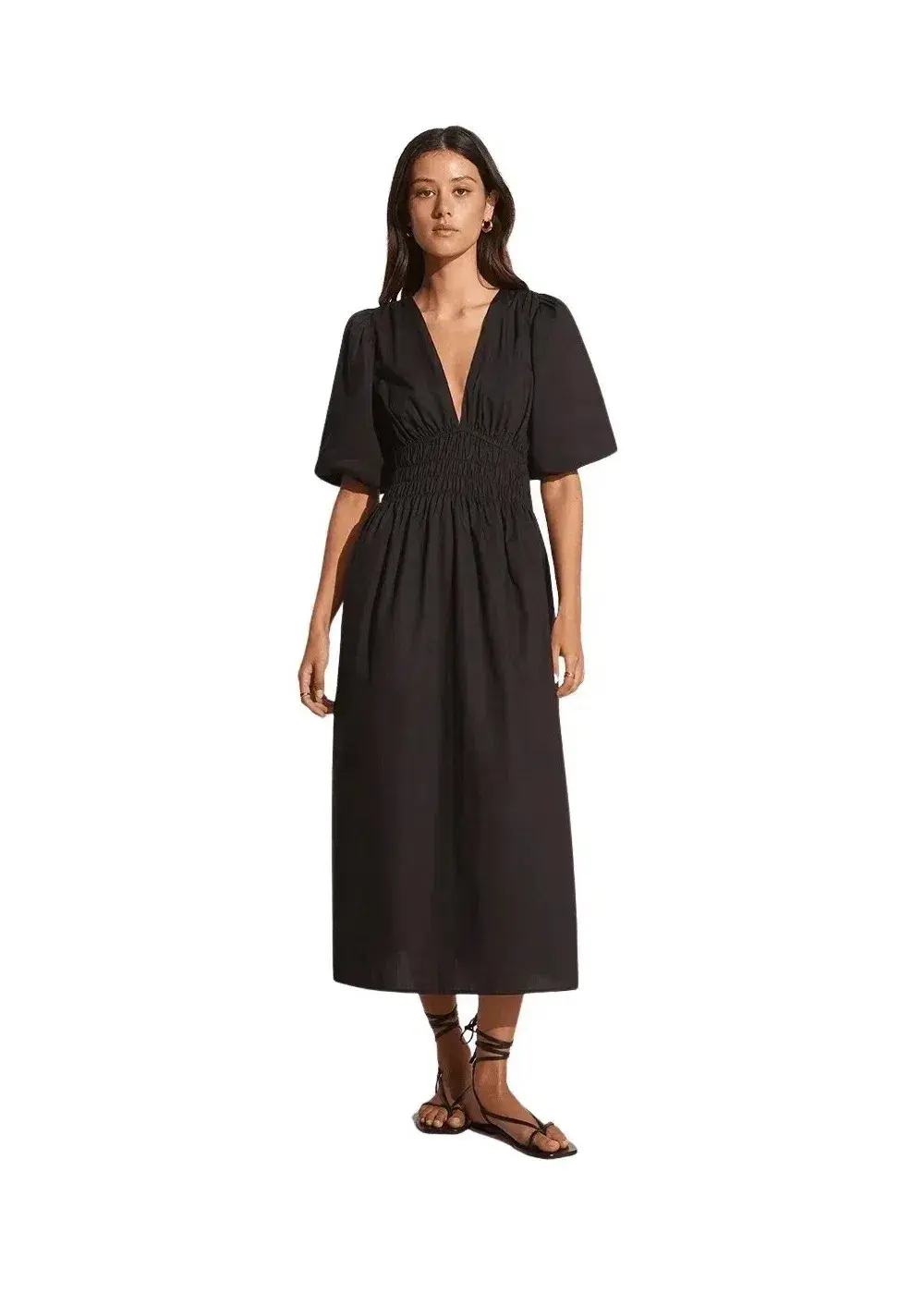 Faithfull The Brand Agnata Midi Dress Black Size 6 - Image 1