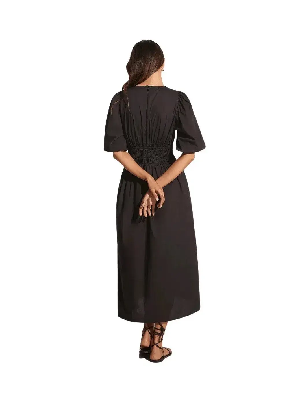 Faithfull The Brand Agnata Midi Dress Black Size 6 - Image 4