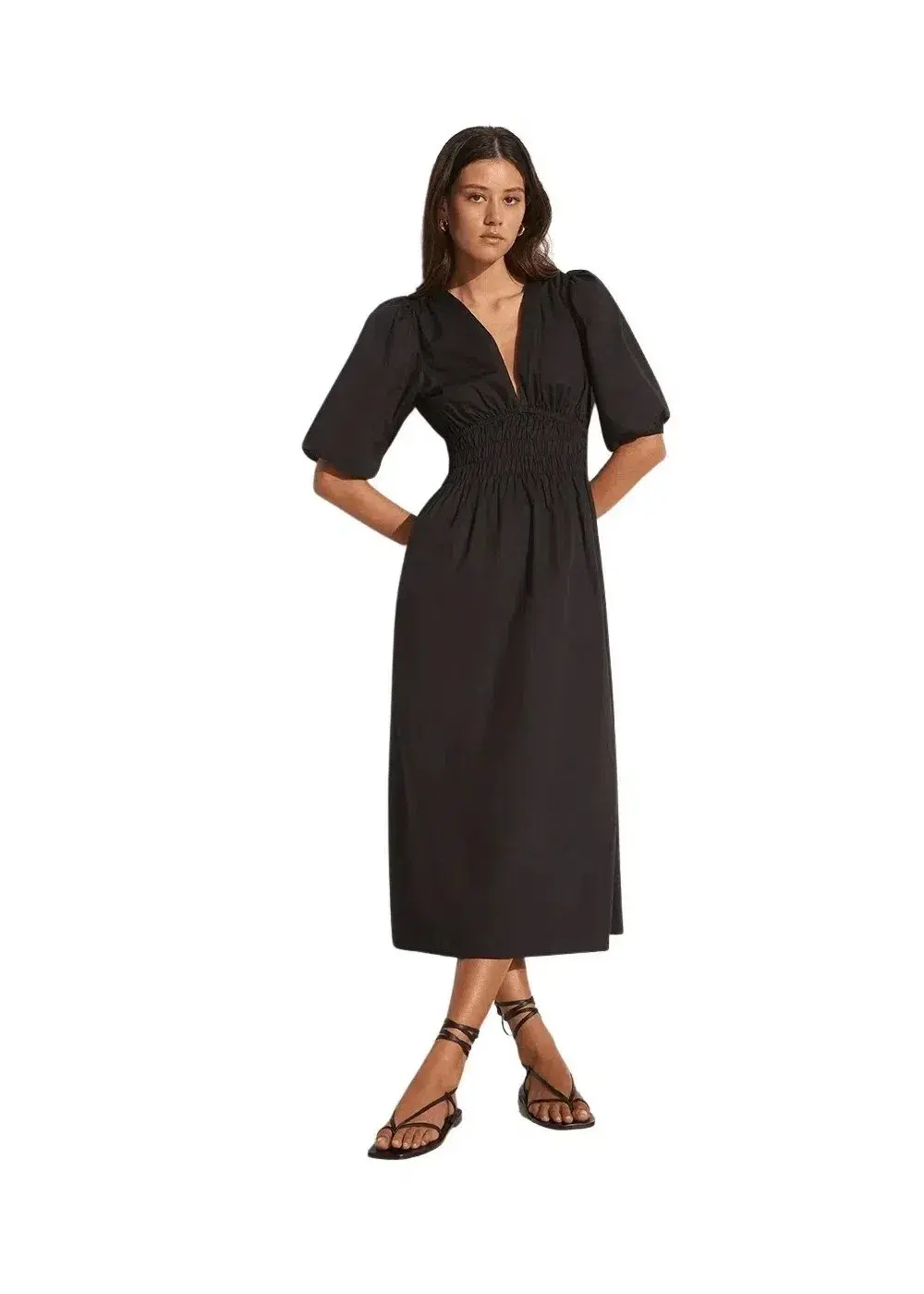 Faithfull The Brand Agnata Midi Dress Black Size 6 - Image 2