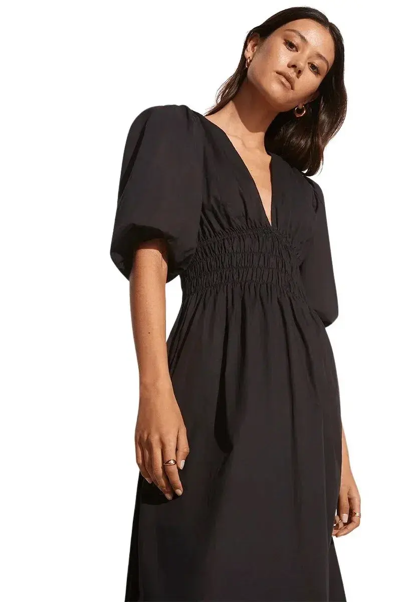 Faithfull The Brand Agnata Midi Dress Black Size 6 - Image 3