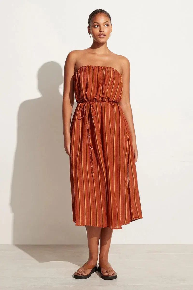 Faithfull The Brand Luannah Midi Dress Aria Stripe Size 8 - Image 2