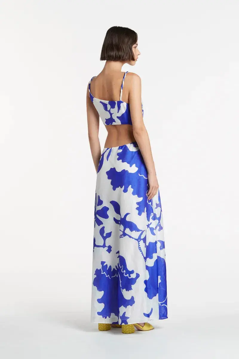 Sir The Label Marlowe Vivi Asymmetric Cut Out Dress Blue Print Size 2/AU 10 - Image 3