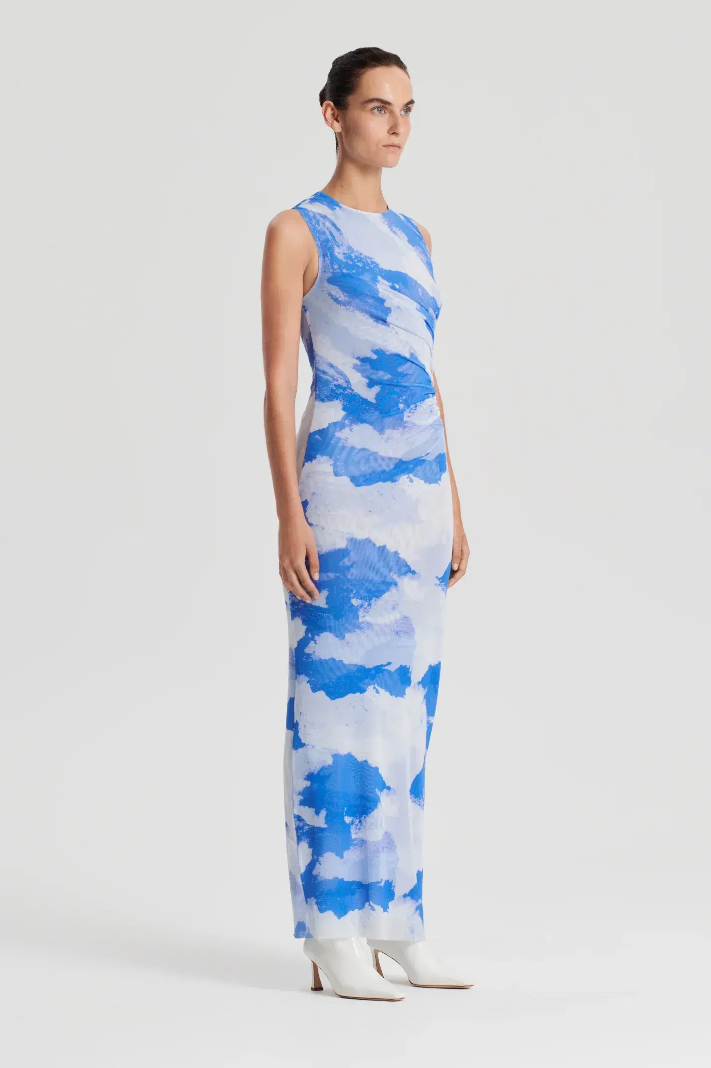 Scanlan Theodore Italian Cloud Print Dress in Blue Size 6 - Image 1