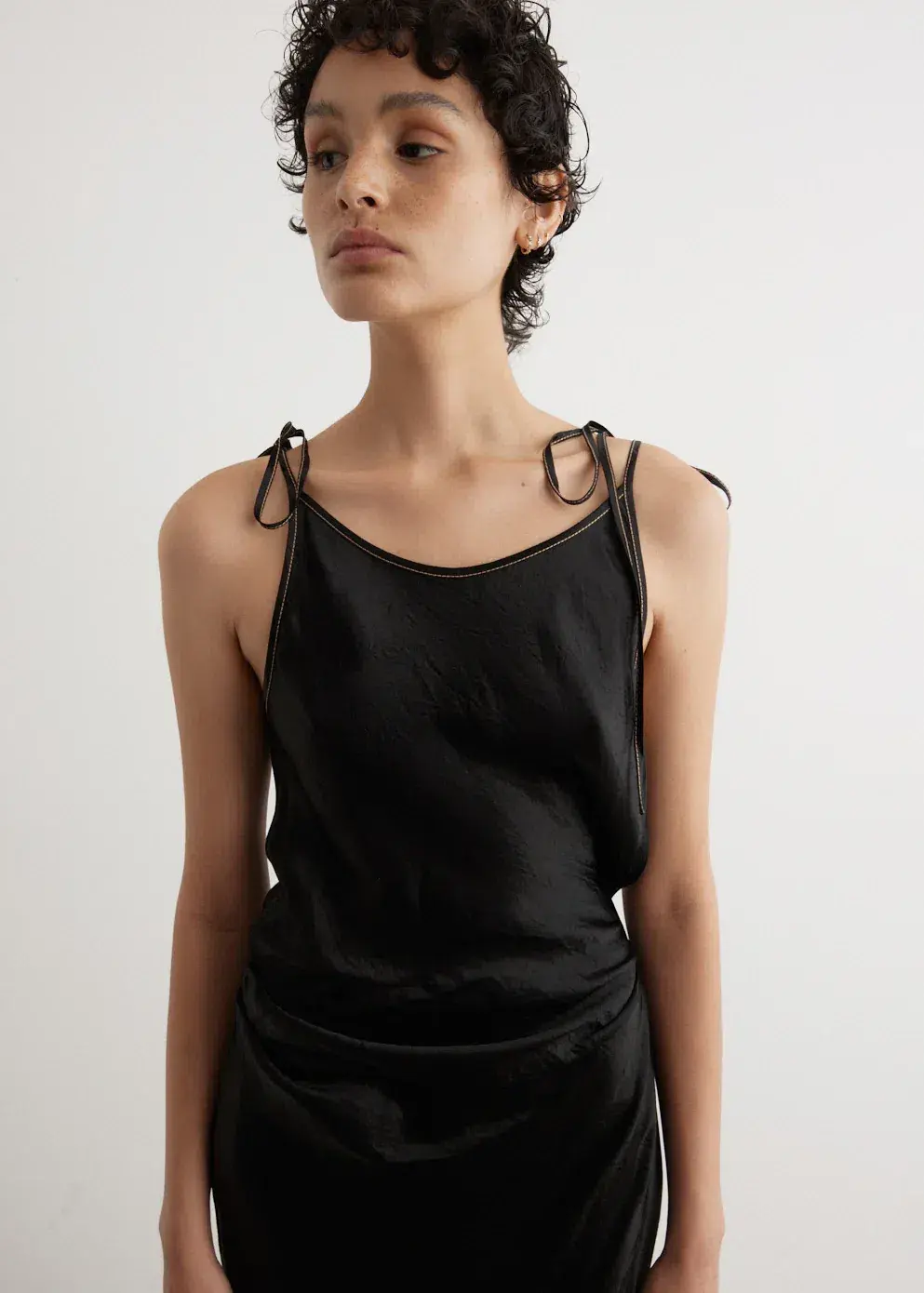 Acne Studios Dayla Text Satin Dress Black Size 12 for rent on The Volte - main image