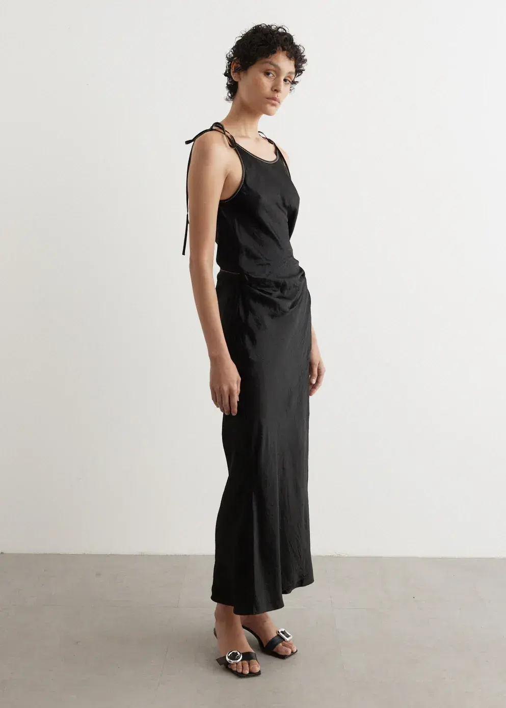 Acne Studios Dayla Text Satin Dress Black Size 12 for rent on The Volte - main image