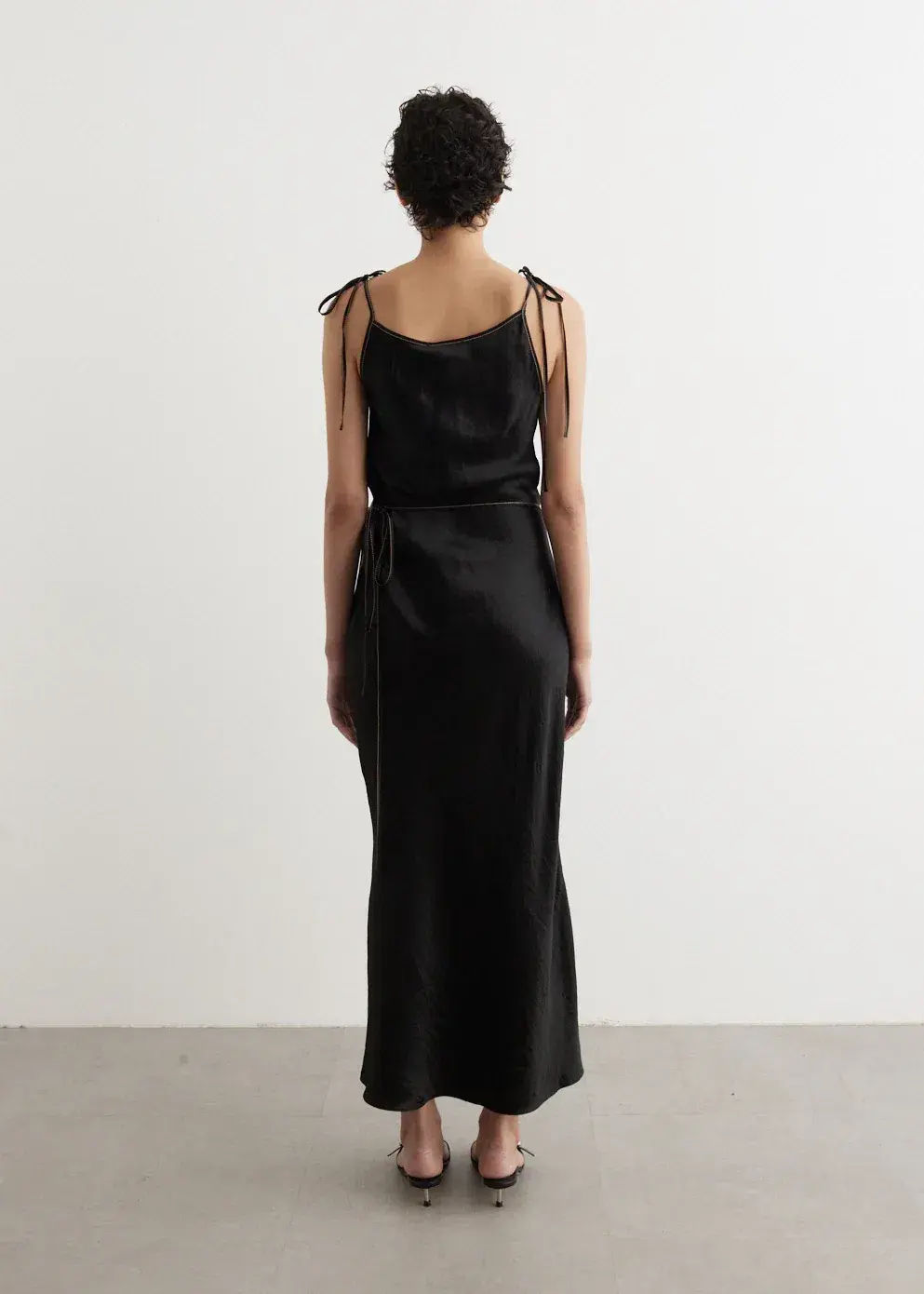 Acne Studios Dayla Text Satin Dress Black Size 12 for rent on The Volte - main image