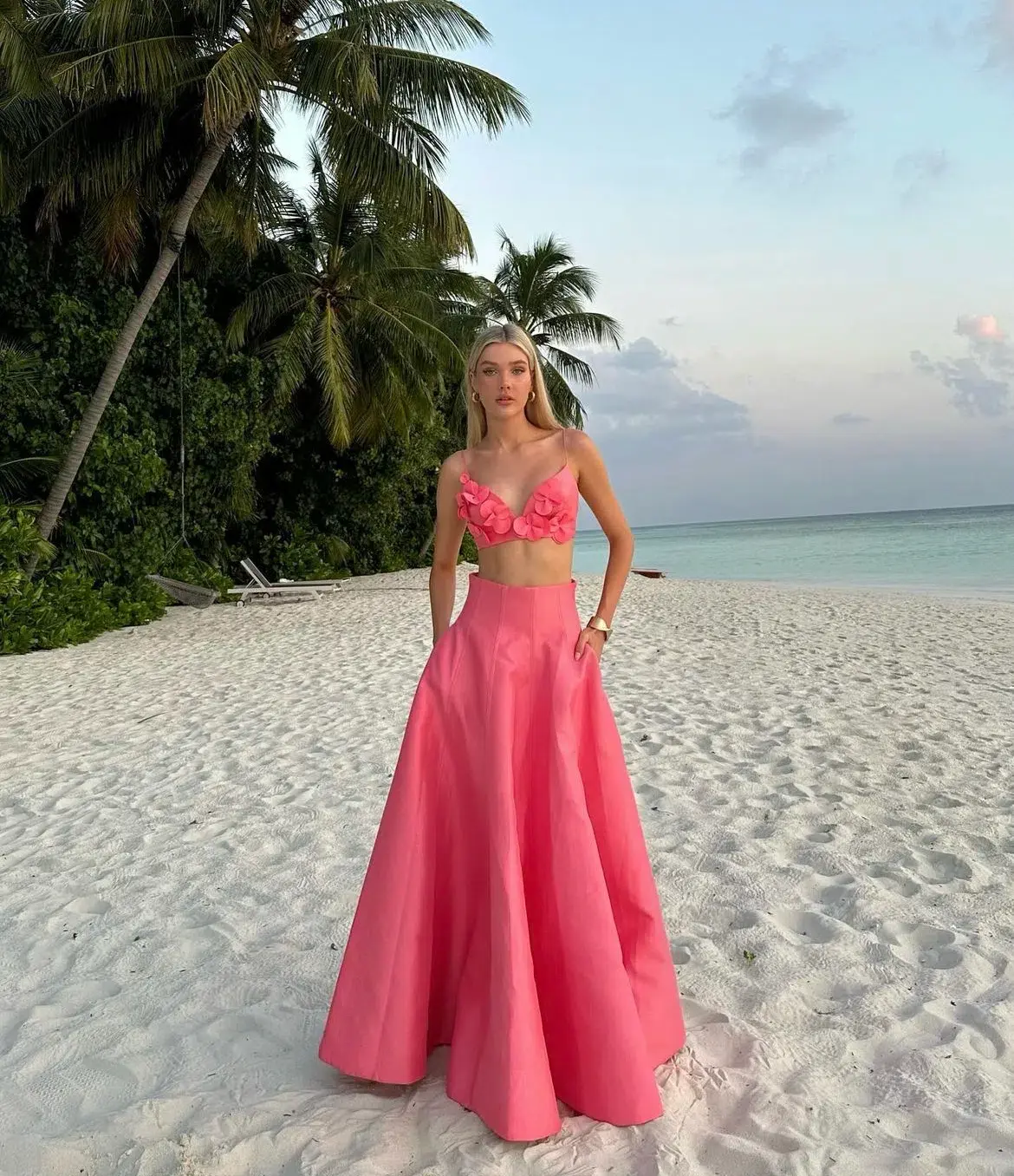 Acler Isla Top and Maxi Skirt Set Pink Rose Size 10 - Image 4