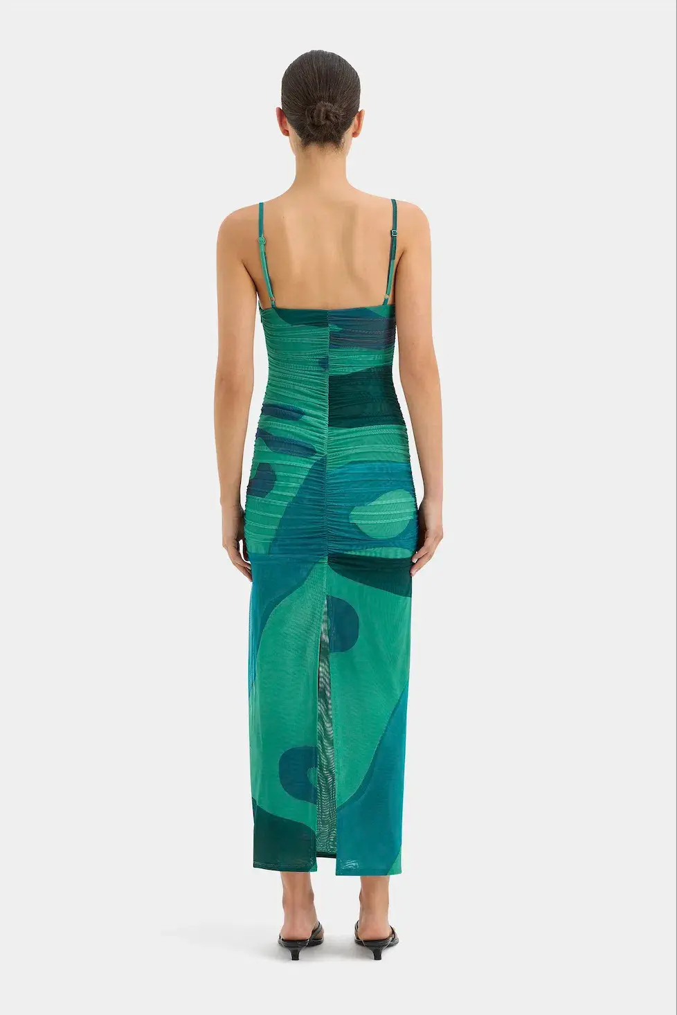 Sir the Label Frankie Gathered Midi Dress Emerald Reflection Size 12 for rent on The Volte - main image