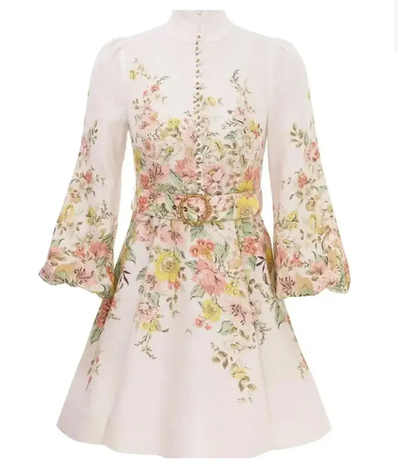 Zimmermann Matchmaker Buttoned Mini Dress Ivory Coral Floral Size 2 / AU 12 - Image 5