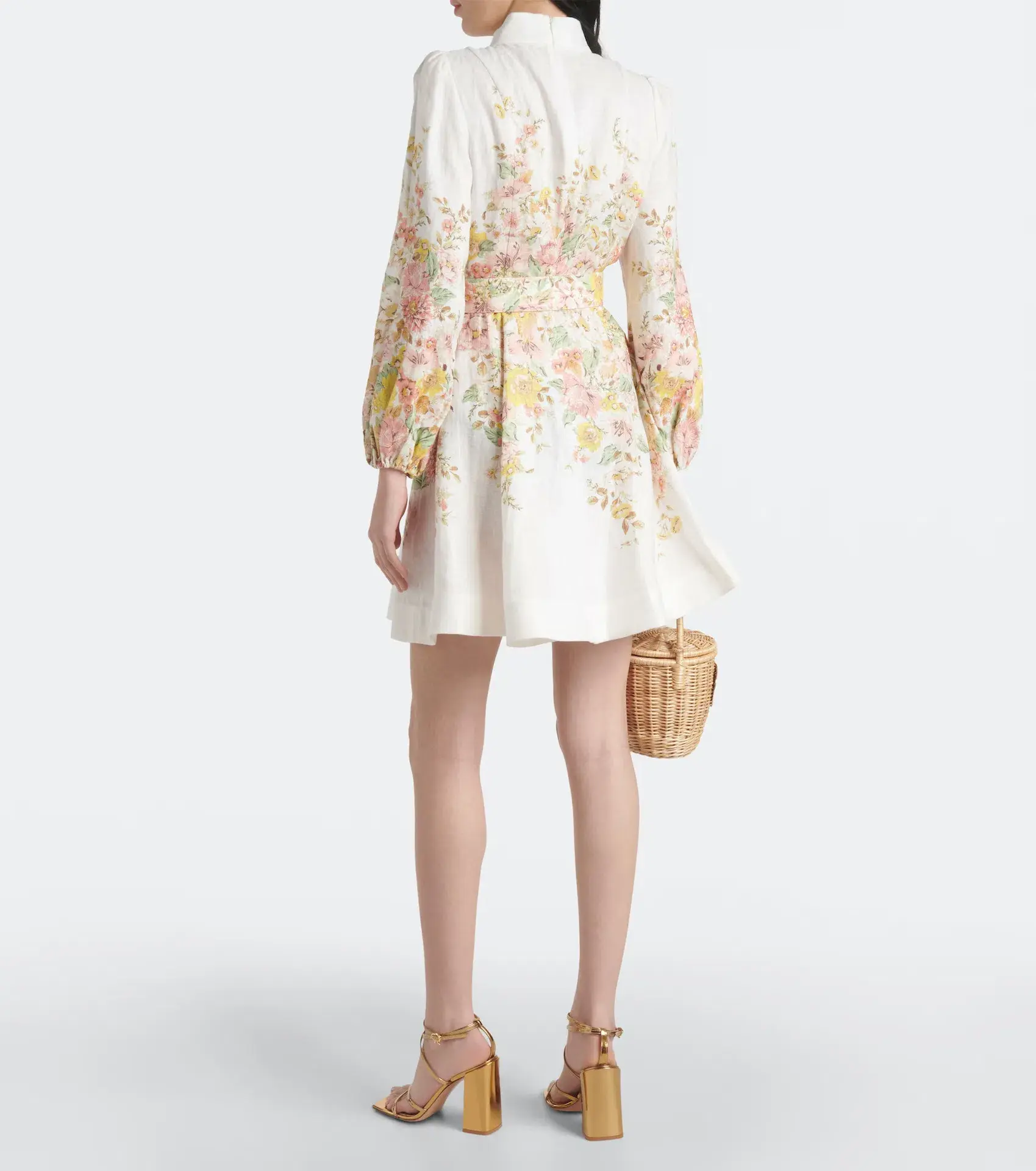 Zimmermann Matchmaker Buttoned Mini Dress Ivory Coral Floral Size 2 / AU 12 - Image 3
