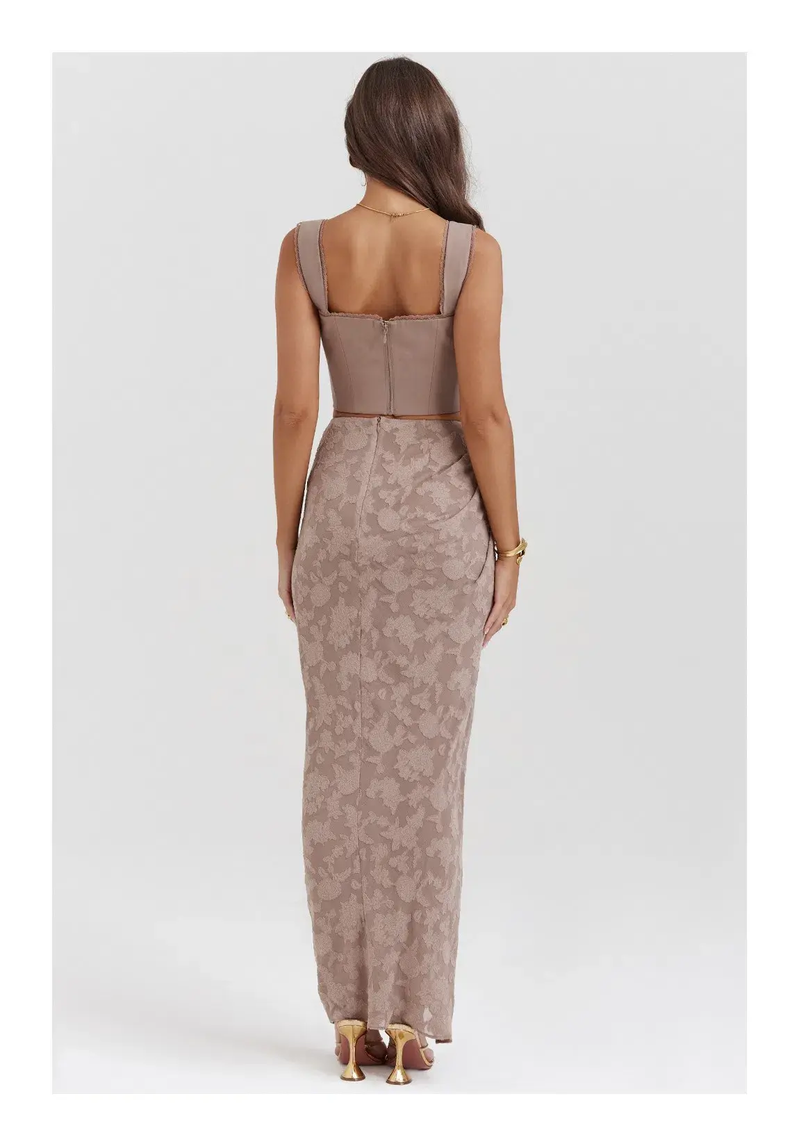 House of CB Robyn Corset and Vesper Maxi Skirt Set Mushroom Size XS/ AU 6 - Image 3