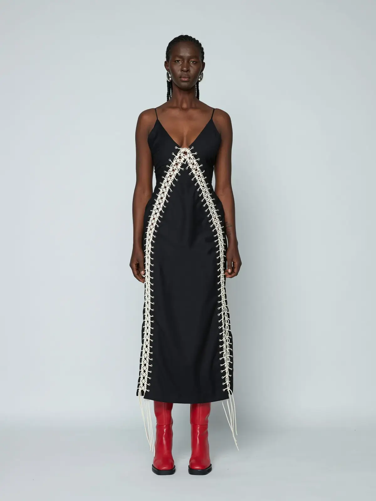Wynn Hamlyn Macramé Maxi Dress Black Size 14 - Image 1