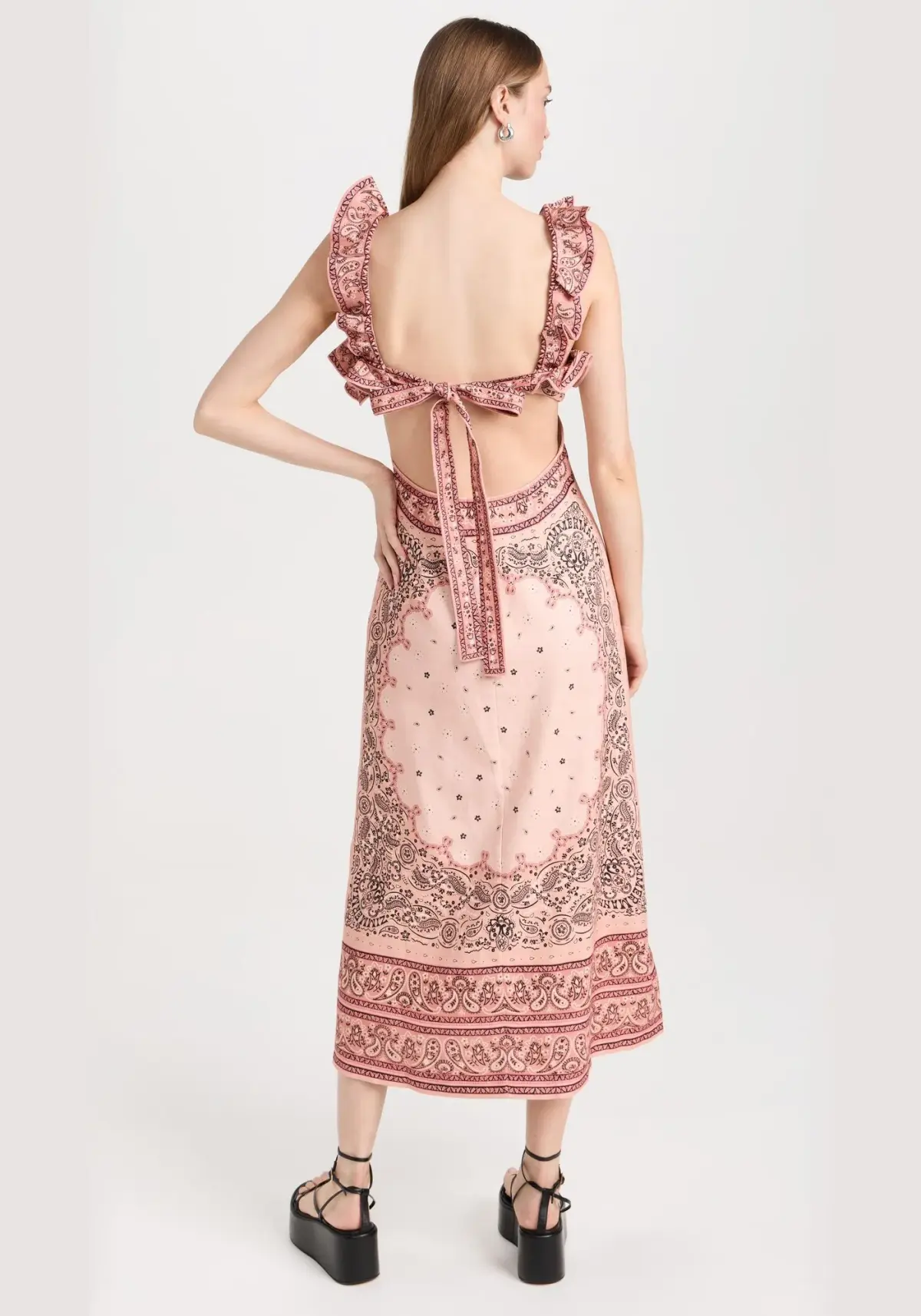 Zimmermann Matchmaker Frilled Midi in Pink Bandana Size 1/Au 10 - Image 3