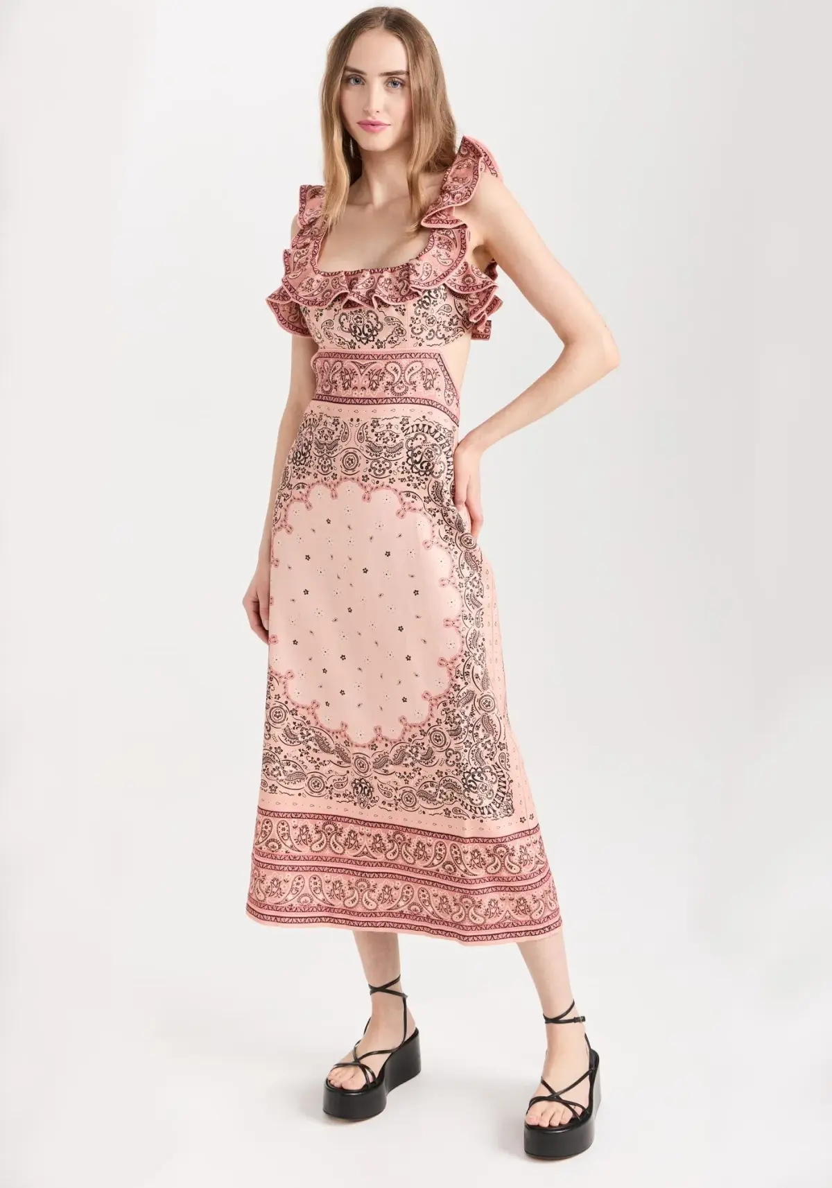 Zimmermann Matchmaker Frilled Midi in Pink Bandana Size 1/Au 10 - Image 2
