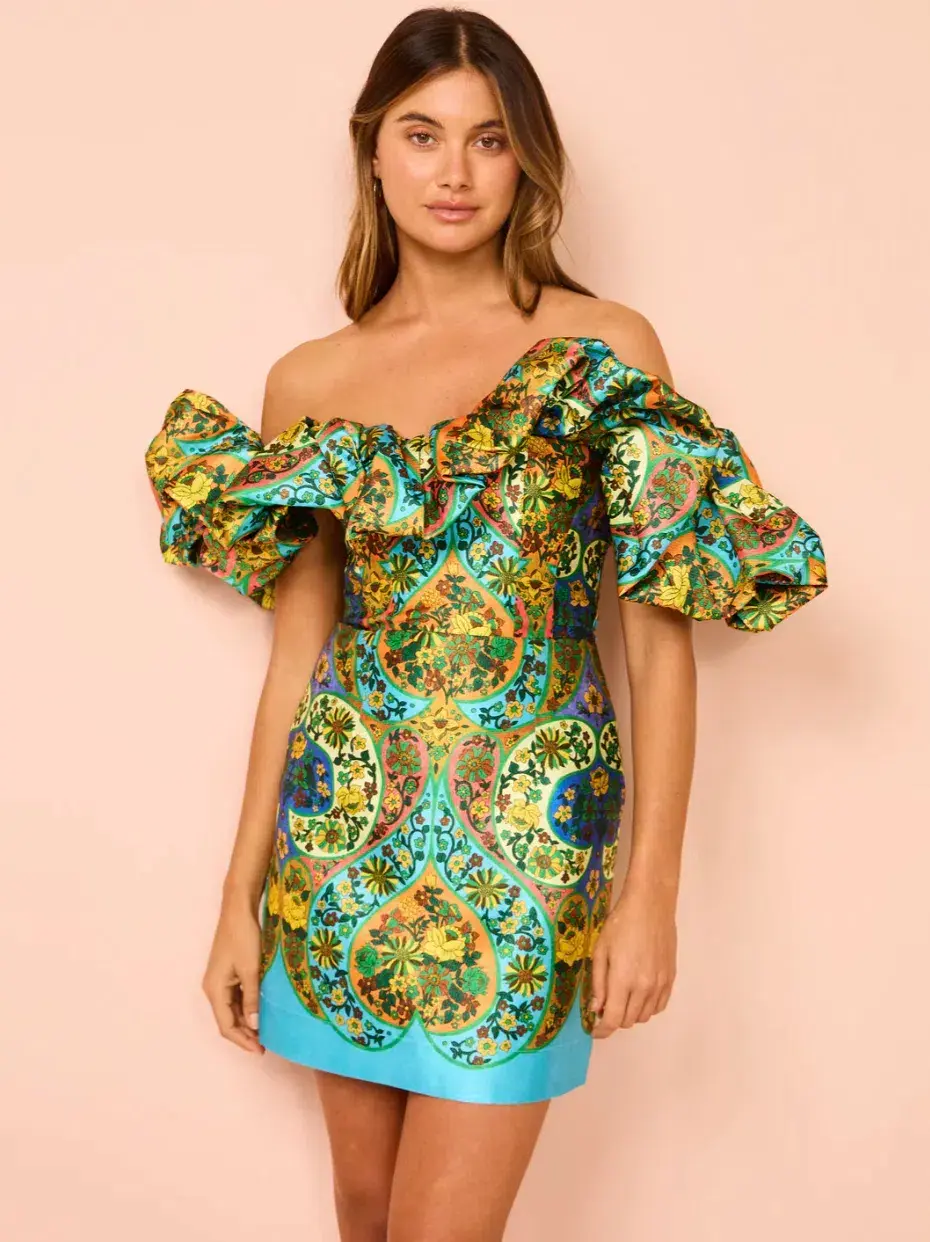 Alemais Sofie Off Shoulder Dress Multi Size 12 - Image 4