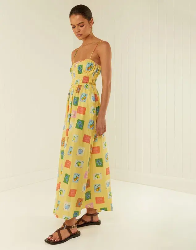 Palm Noosa West Dress Yellow Multi Size 12 - Image 2