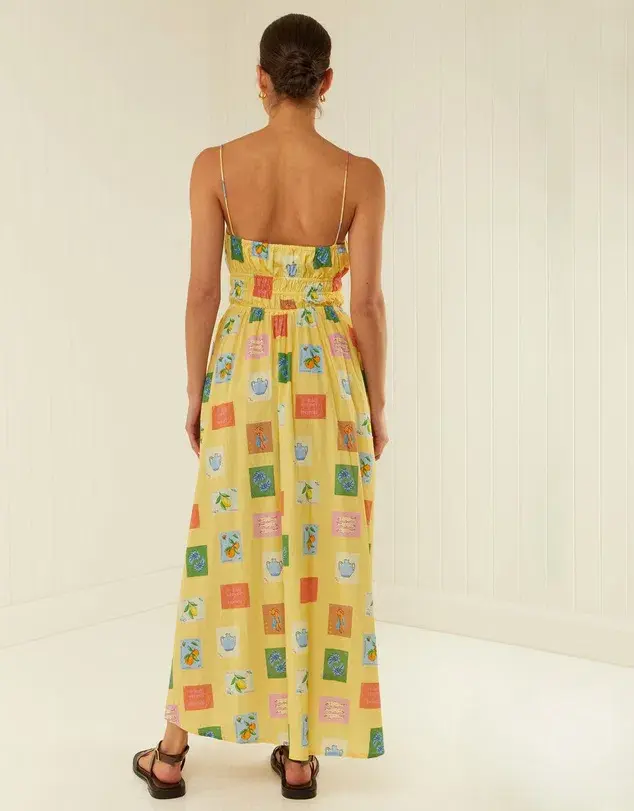 Palm Noosa West Dress Yellow Multi Size 12 - Image 3