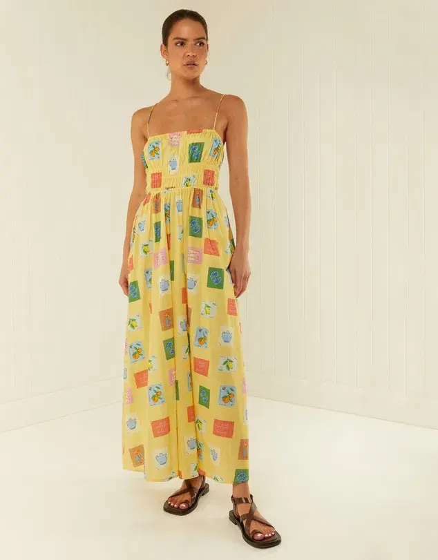 Palm Noosa West Dress Yellow Multi Size 12 - Image 1
