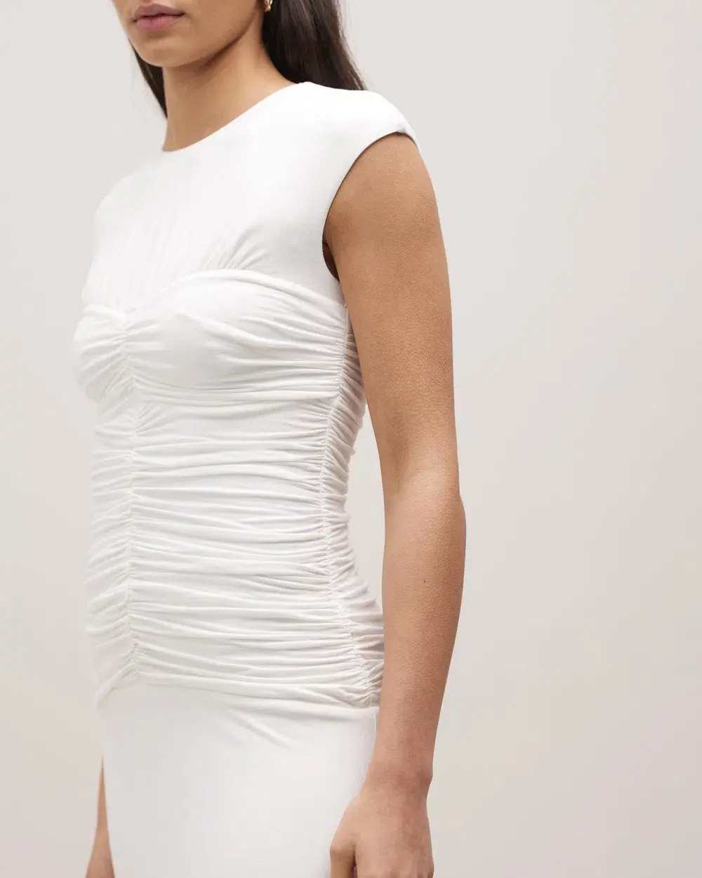 Minima Esenciales Tyler Ruched Bodice Jersey Dress White Size 10 - Image 2