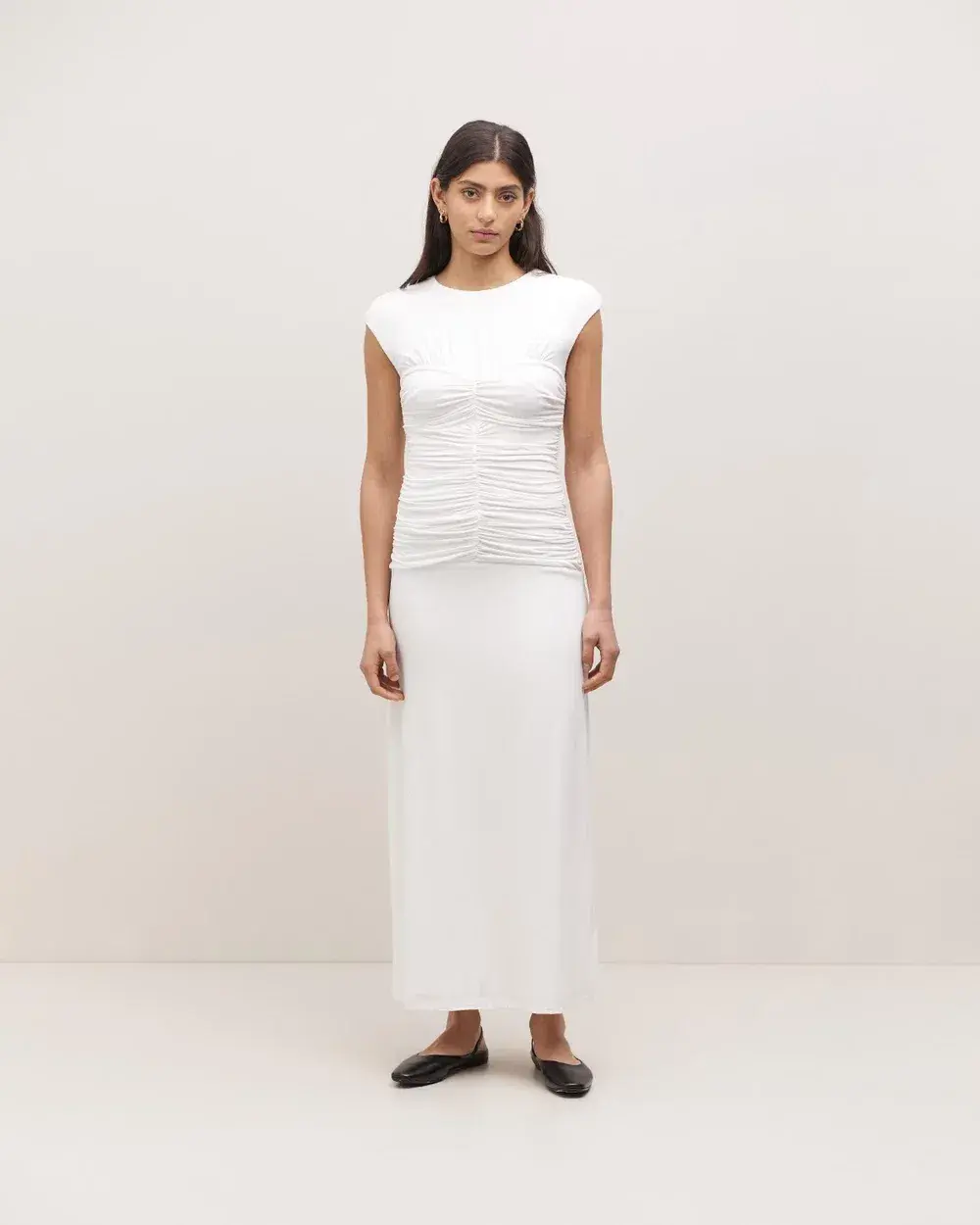Minima Esenciales Tyler Ruched Bodice Jersey Dress White Size 10 - Image 1