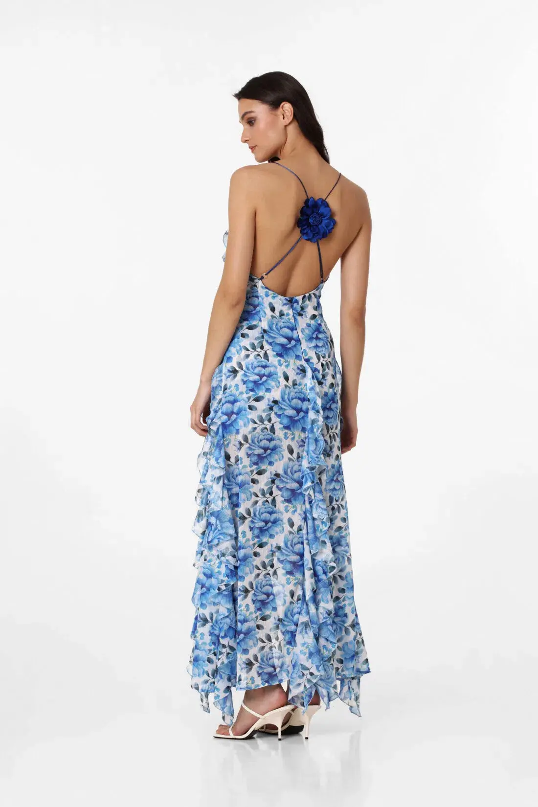 Menti Blue Roses Maxi Dress Floral Size S/ AU 8 - Image 3