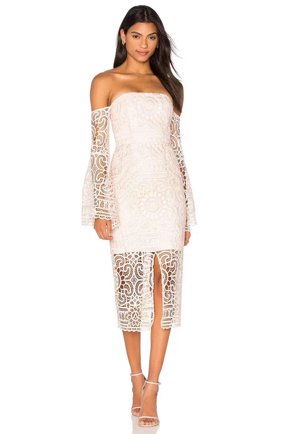 Nicholas Geo Floral Lace Eva Dress Blush Size 6 - Image 1
