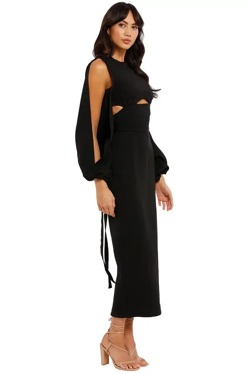 Camilla & Marc Morgan Midi Dress Black Size AU 8 for rent on The Volte - main image