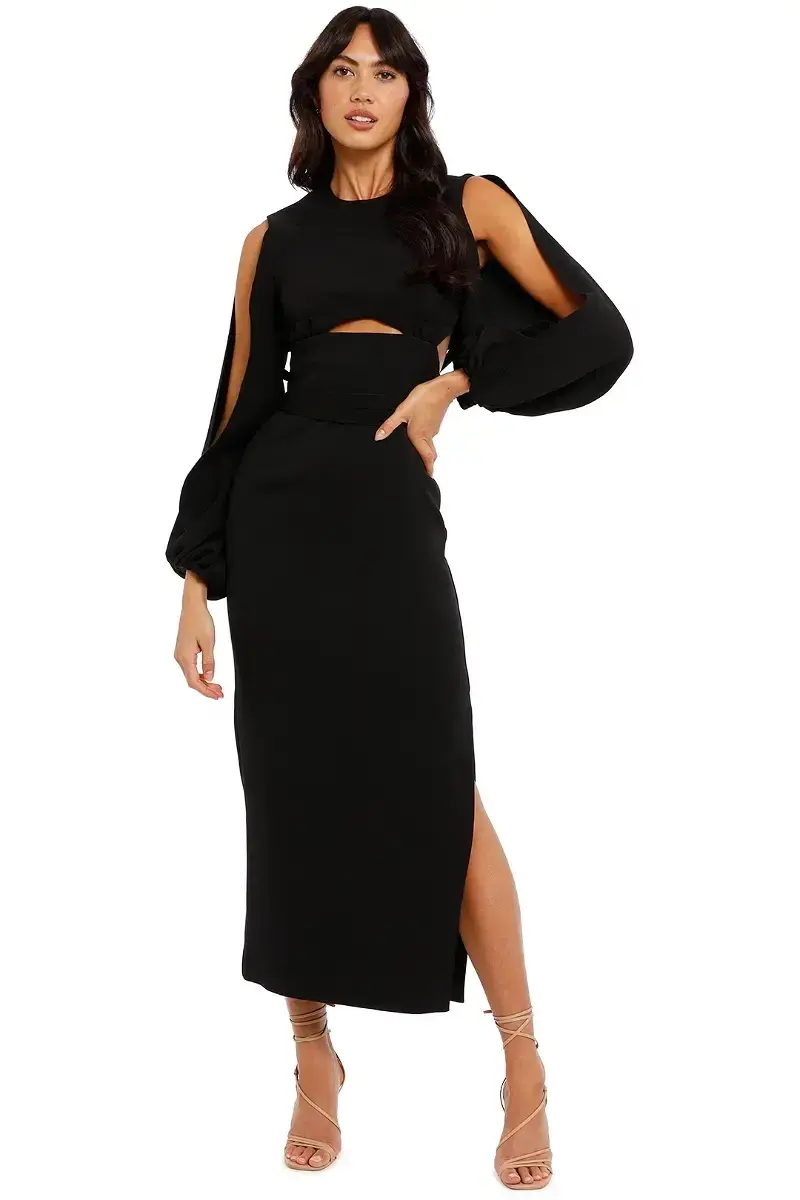 Camilla & Marc Morgan Midi Dress Black Size AU 8 for rent on The Volte - main image