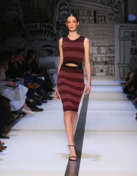 Dion Lee Striped Knit Cut Out Midi Dress Multi Size 10 for rent on The Volte - main image