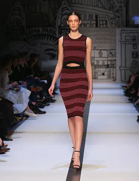Dion Lee Striped Knit Cut Out Midi Dress Multi Size 10 for rent on The Volte - main image
