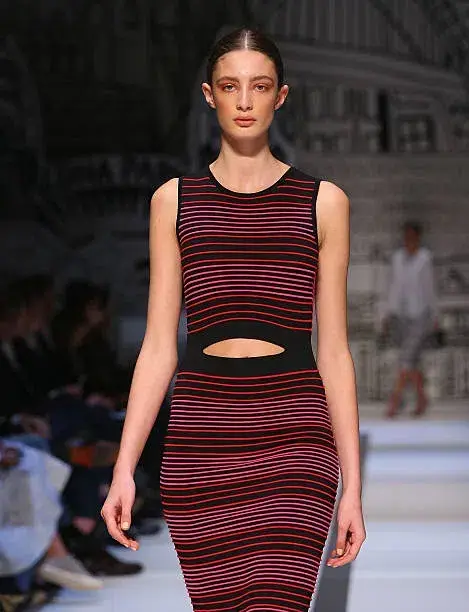 Dion Lee Striped Knit Cut Out Midi Dress Multi Size 10 - Image 2