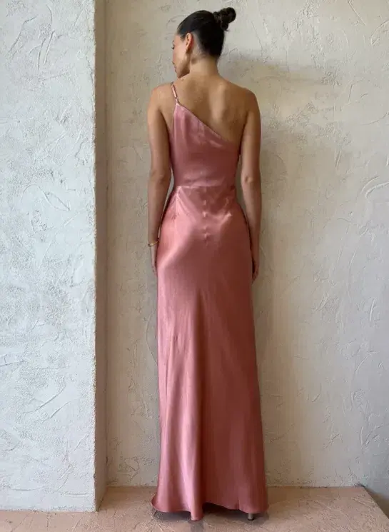 Shona Joy Asymmetrical Gathered Maxi Dress Antique Rose Size 6 - Image 3