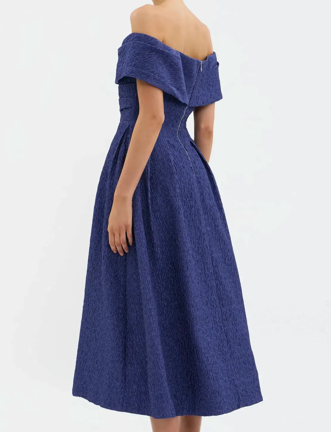 Rebecca Vallance Helene Off Shoulder Midi Dress Blue Size 12 - Image 3