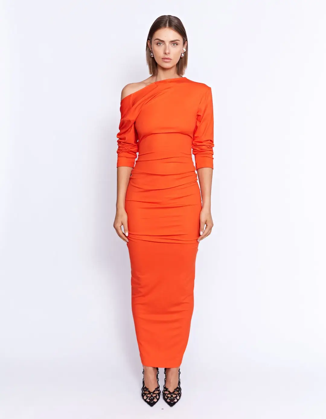 Pfeiffer Fontaine Midi Dress Crimson Orange Size M / AU 10 for rent on The Volte - main image