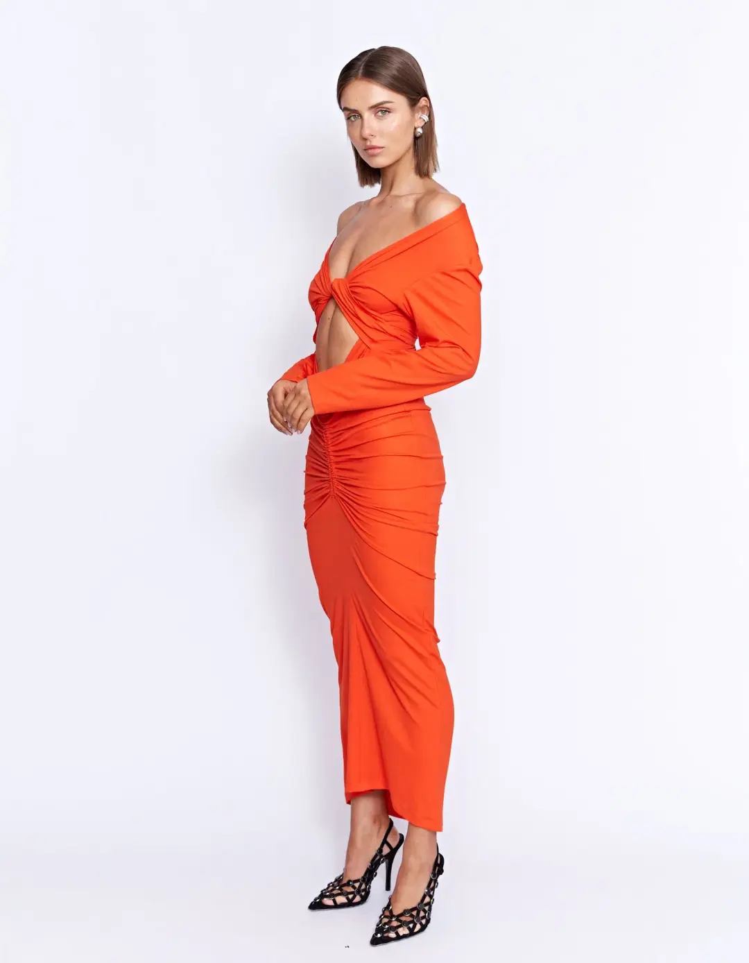 Pfeiffer Fontaine Midi Dress Crimson Orange Size M / AU 10 for rent on The Volte - main image