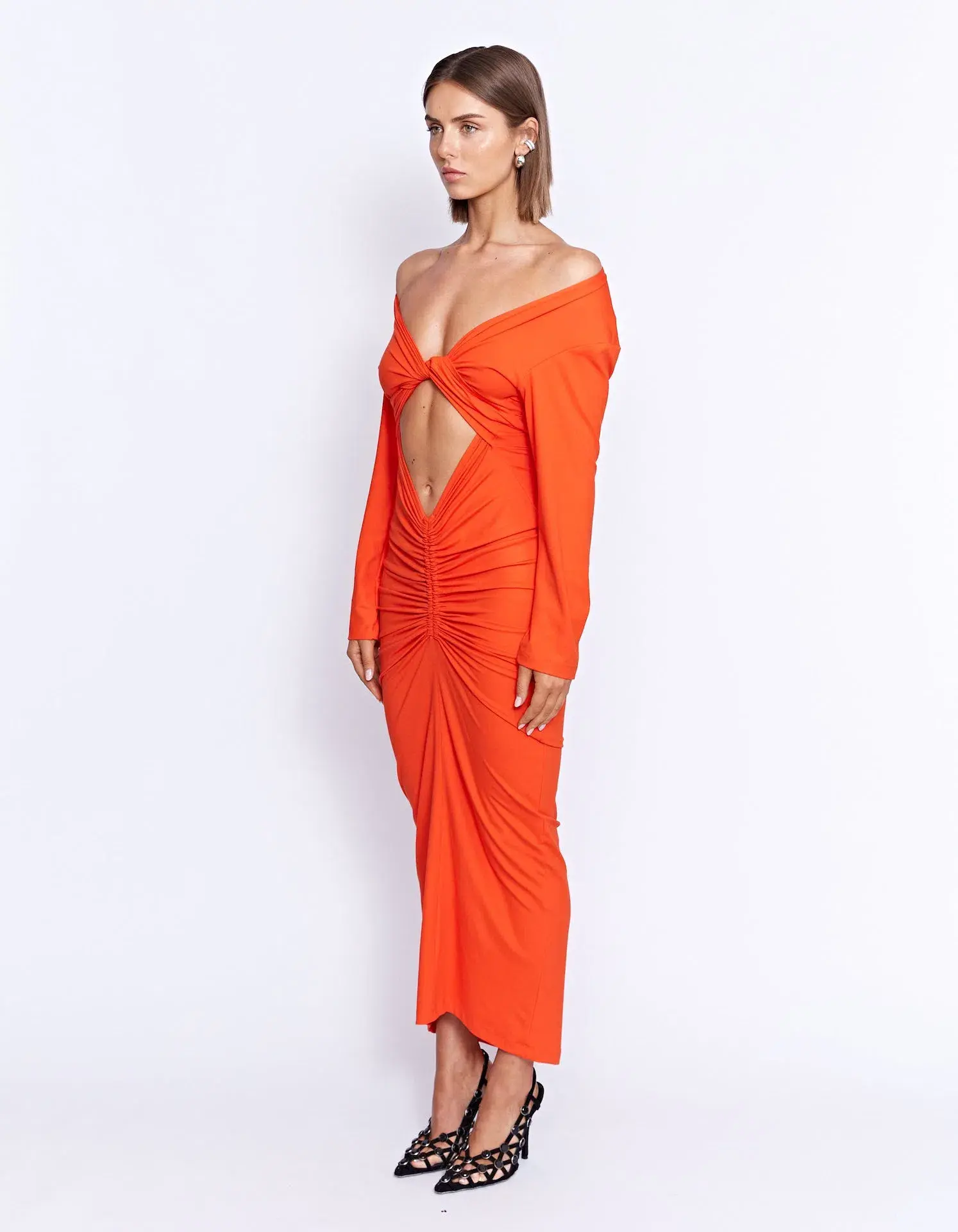 Pfeiffer Fontaine Midi Dress Crimson Orange Size M / AU 10 - Image 3
