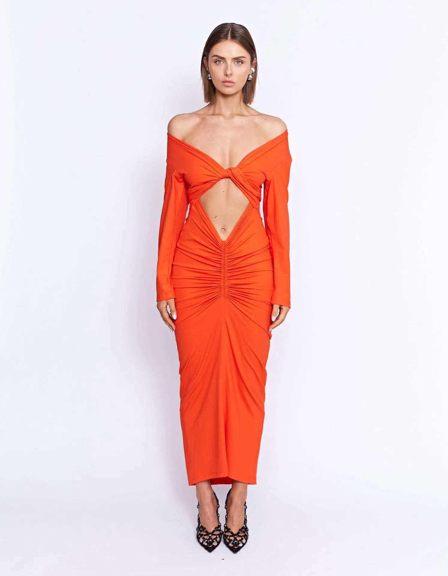 Pfeiffer Fontaine Midi Dress Crimson Orange Size M / AU 10 - Image 1